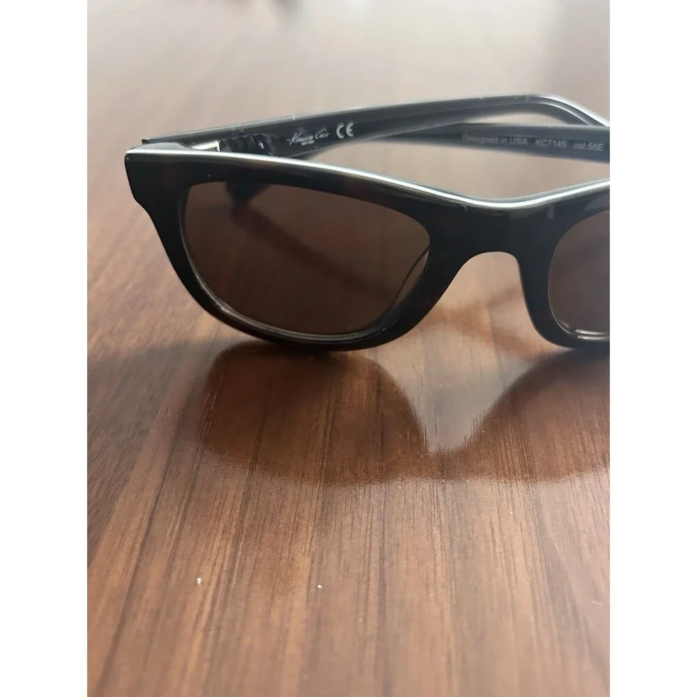 Kenneth Cole KC7145 Women's Cat Eye Sunglasses Black/Brown Tinted 55-22 140mm